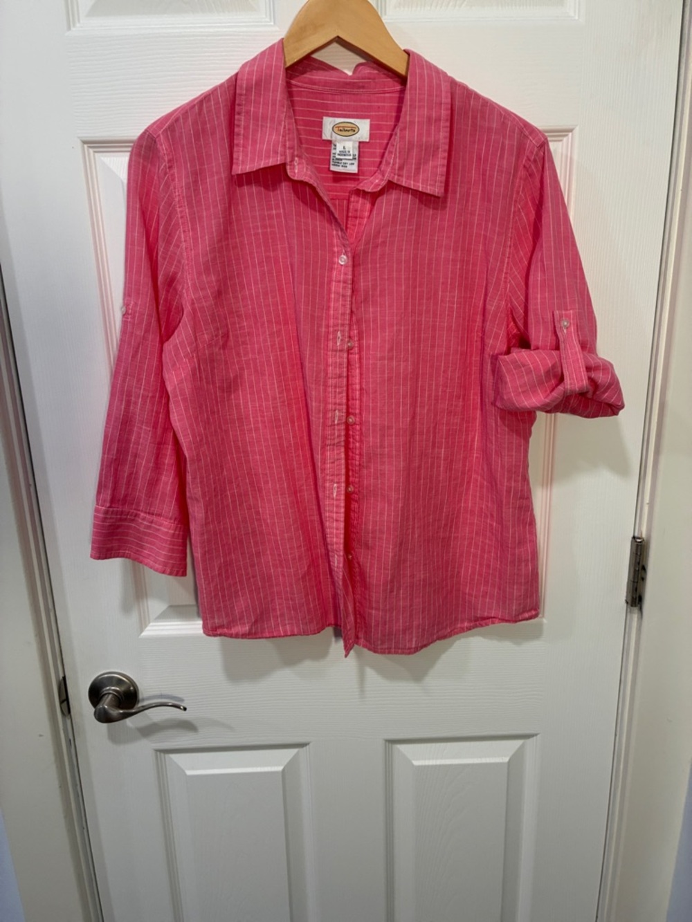 Talbots Pink Pinstripe Button-Up Blouse
